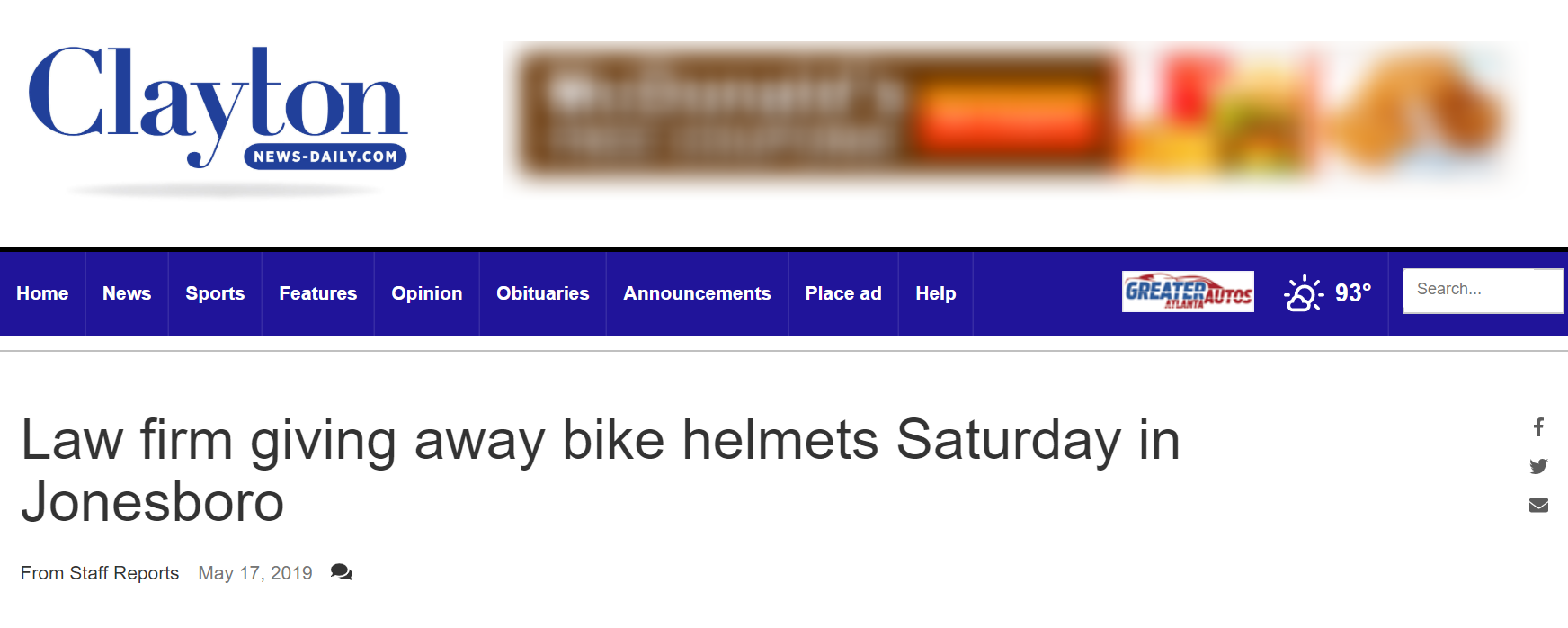 Clayton News Daily Joseph M. Todd PC